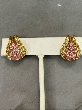 Vintage Swarovski Crystal Tulip Clip Earrings - 1980s